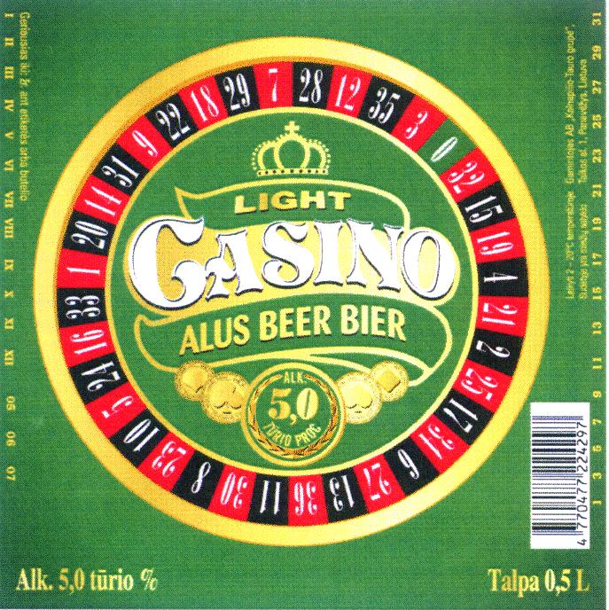 Prekės ženklas: LIGHT CASINO ALUS BEER BIER